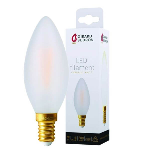 LED filament bulb E14 4W Flame Smooth Dimmable Girard Sudron