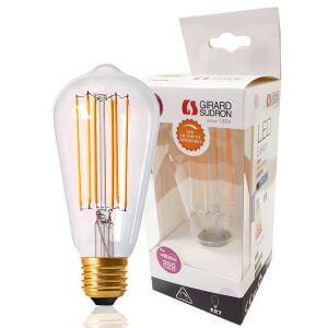 LED filament bulb Edison straight D64mm 4W E27 2300K Light Girard Sudron