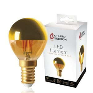 LED filament bulb E14 4W Spherical Golden cap Dimmable Girard Sudron