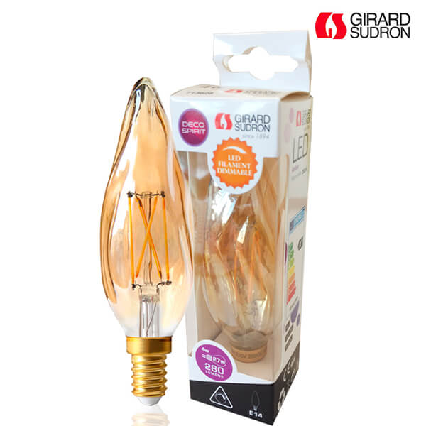 LED filament bulb E14 4W Flame Dimmable Amber Girard Sudron