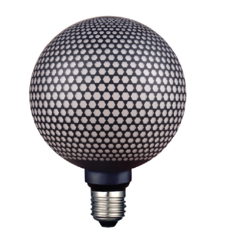 Ampoule Déco Globe LED Culot E27 3,5W  D125MM Dimmable Bleue motifs hexagone