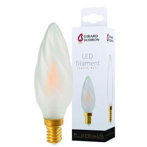 LED filament bulb E14 2W Twisted Satin Flame Girard Sudron