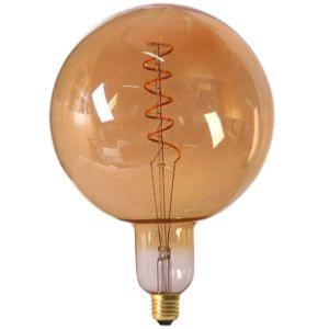 Giant LED filament globe TWISTED E27 6W D200mm Amber Dimmable Girard Sudron