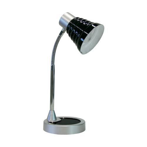 Lampe de bureau moderne en métal et plastique noir avec abat-jour ajustable - LEONARDO