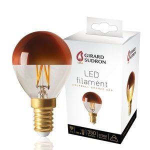 LED filament bulb E14 4W Spherical Bronze cap Dimmable Girard Sudron