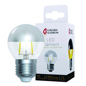 LED filament bulb Spherical E27 4W Silver cap Girard Sudron