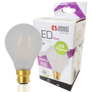 LED filament bulb B22 8W A70 Satin Girard Sudron